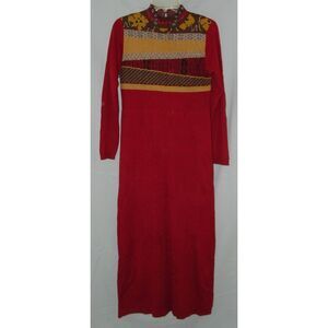 CAROLE LITTLE Vintage Rusty Red Sz Medium Wool Blend Mock Neck Sweater Dress